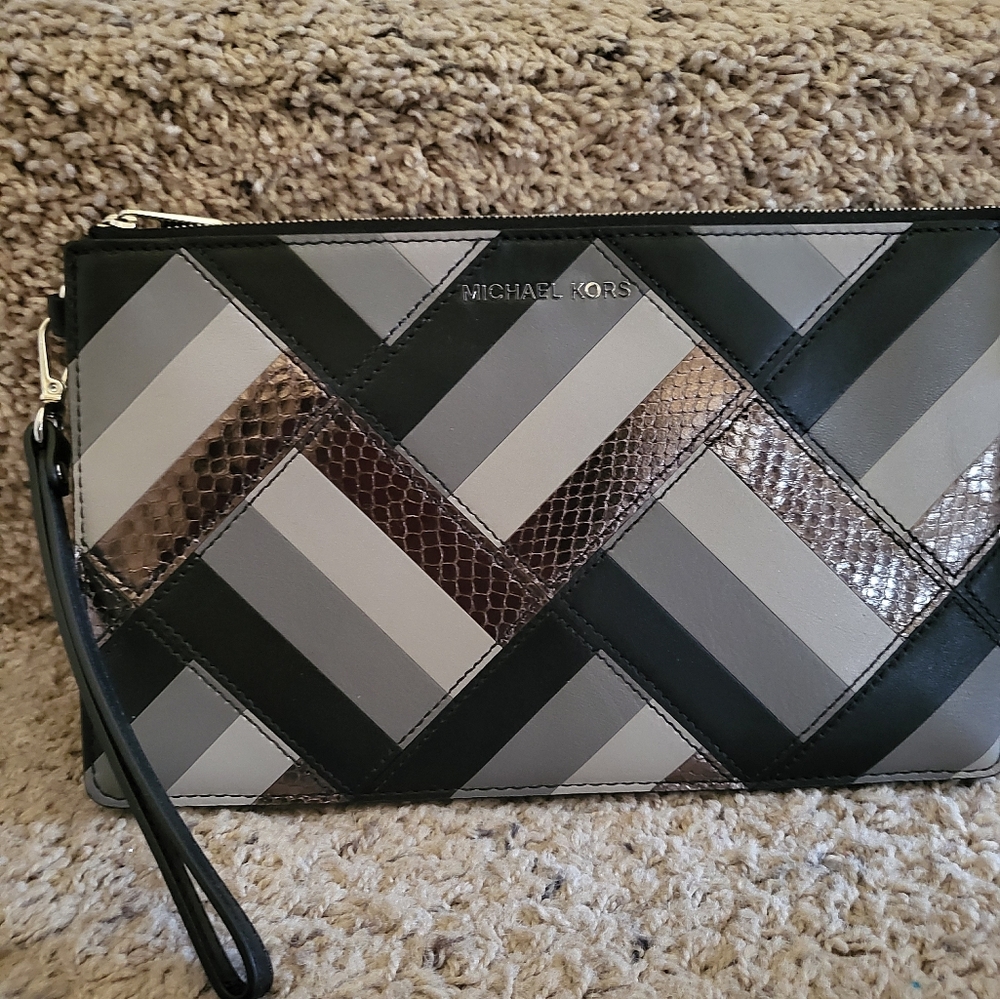 Michael Kors Geometric Leather Clutch - Picture 10 of 11
